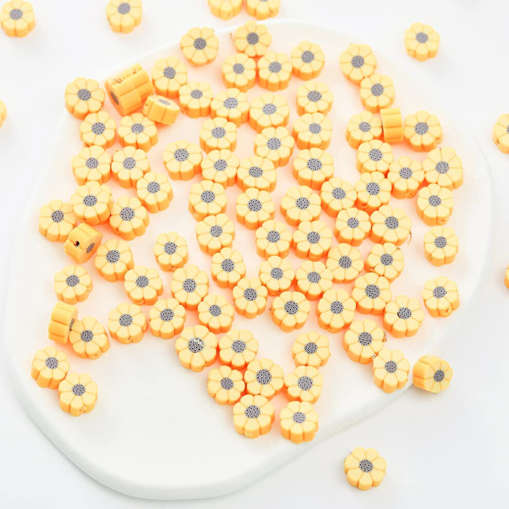100 stuks gele zonnebloem polymeerklei 10mm spacer kralen voor vrouwen juweel
