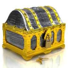 Kids Golden Frame Pirate Treasure Chest with Lock and Key Treasures C