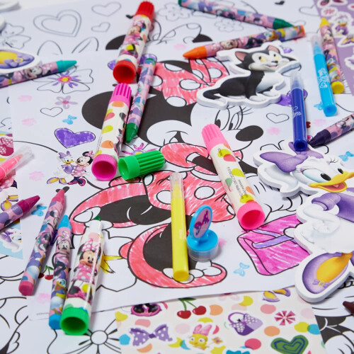 Σετ Χρωματισμού Disney Minnie Mouse για Παιδιά με Αυτοκόλλητα και Σφραγίδες, 150+ Τεμάχια 2