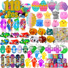 118 PCS Party Favors for Kids Pop Fidget Toys Treasure Box Toys Prix de classe Pinata Filler Goodie Sags Sobers Treasure Treasure Carnival Prize