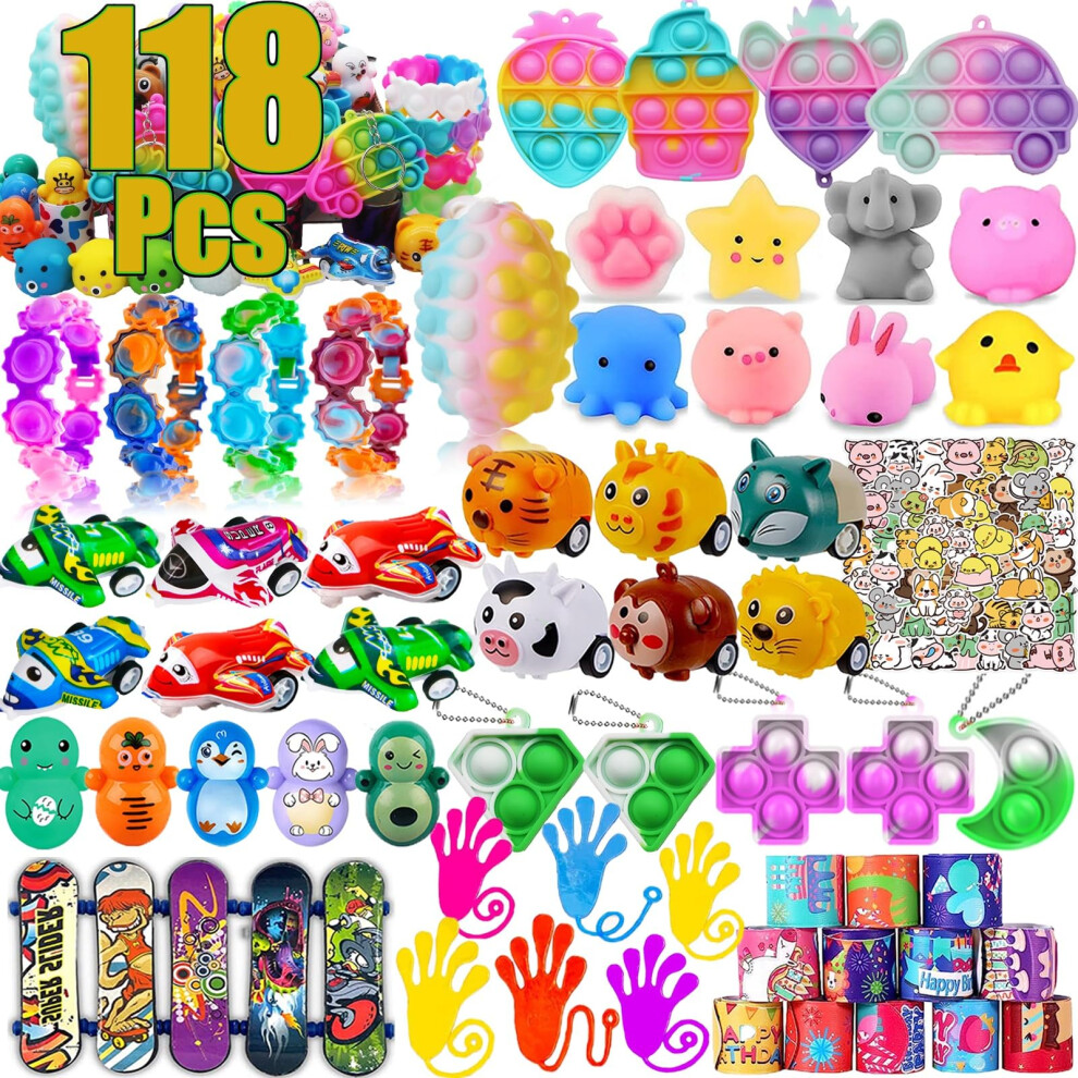 118 Pcs Party Favors for Kids  Pop Fidget Toys  Treasure Box Toys  Classroom Prizes  Pinata Filler Goodie Bag Stuffers  Treasure Chest  Carn-image-OPC-PFNFQBS-NEW