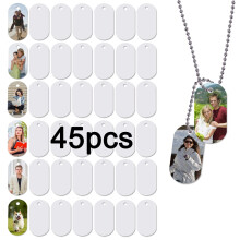 45stk Sublimering Blank Hund Tag Aluminium Hvid Sublimering Stamping Tag Vedh?ng Dobbeltsidet tomt stempling Metal Tags Personlige k?ledyr Tags O
