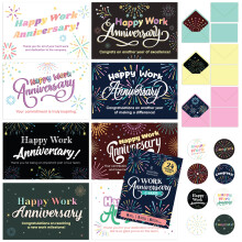 Decorably Work Cards with Envelopes & Stickers - 24 Pack Happy Work An