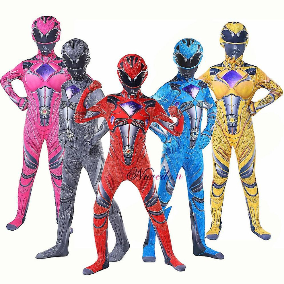 ( Ranger, Kids 100Cm*Mecha Five Beast) Rangers Costume Boys Power Mecha Five Beast Cosplay Anime Child Halloween Costumes For Kids Mask Carnival Yellow