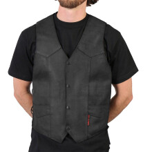 Hot Leathers - VSM1015 Blk L Men's Heavy Weight Leather Vest (Black Large)
