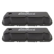 Cache-culbuteurs Edelbrock 4603 Signature Series Ford 289-351W Chrome avec finition noire