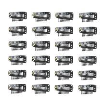 24 stk/parti 36mm 10-t?nder h?rforl?ngelsesklemmer Metal Snap Comb-klip H?rklip til h?rforl?ngelser H?rstykke Paryktilbeh?r Klip med gummi ryg (s