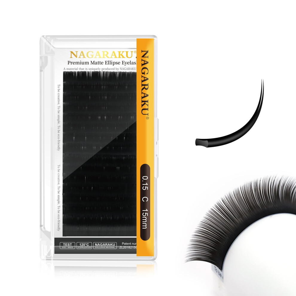 Nagaraku Double Tips Ellipse Eyelash Extensions Lighter Thinner Flat S