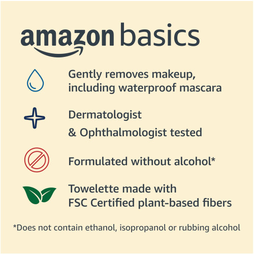 Amazon Basics Make Up Remover Wipes Original 25 Count Pack of 6 (drve Solimo) 1