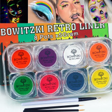 Bowitzki 8x5 gram vattenaktiverad eyeliner hydra foder makeup uv gld fluorescerande frggrafisk retro ansikte och kroppsfrg (UV -frg)