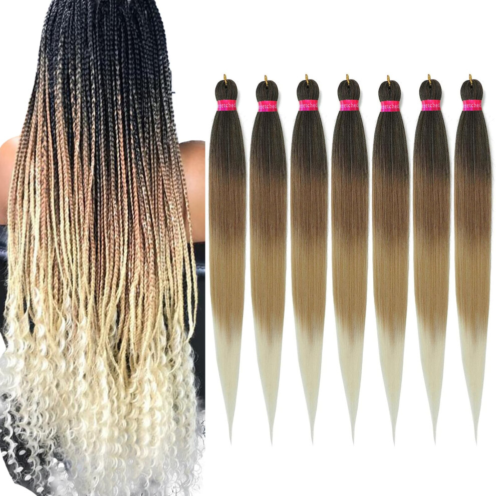 Fayeta Unisex Not,Specified 36'' Ombre Pre Stretched Braiding Hair Yaki Texture Crochet Braid Hair Extensions 4 Tones Kanekalon Braiding Hair Pre Stretched (7Packs 1B/3