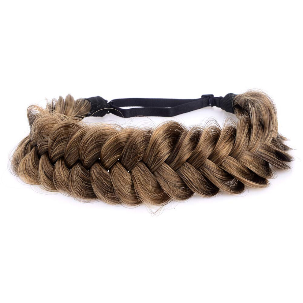 Diguan Messy Wide 2 Strands Synthetic Hair Braided Headband Hairpiece Women Girl Beauty Accessory 62G/2.1 Oz (Claybank)