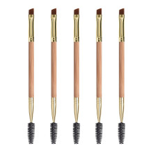 Duo Augenbrauenpinsel, Spoolie und schräger Pinsel für Augen-Make-up (5 Stück, Gelb)