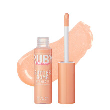 Ruby Kisses Lesk na rty Butter Bomb Gloss Nelepiv lesk na rty Vitamin E Natural Nude Lip Makeup - 7,8 ml (0,26 US fl.oz) (ampansk)
