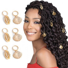 Predt   m Box Braid Rings Clip Gold Shell Dreadlock    perky Cowrie Africk    vlasov    pr   vesky Doplnky pre cerno   ky a dievcat    (6 ks)