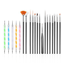 FULINJOY 20-delars Nagelkonstverktyg, 15-delars Penselset (Svart) + 5-delars Dottingpennor