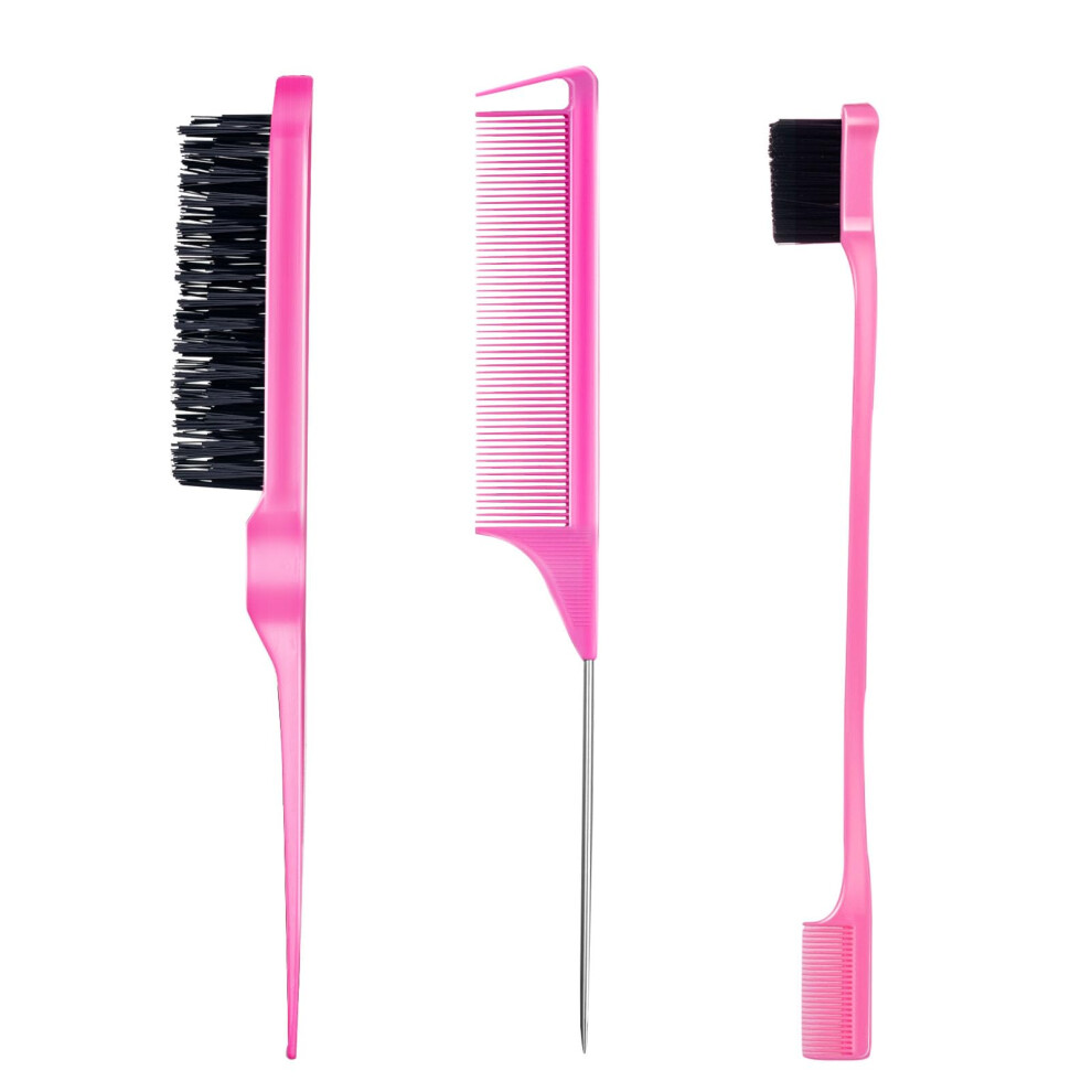 Goiple Unisex Not,Specified 3 Pieces Hair Styling Comb Set Teasing Hair Brush Rat Tail Comb Edge B