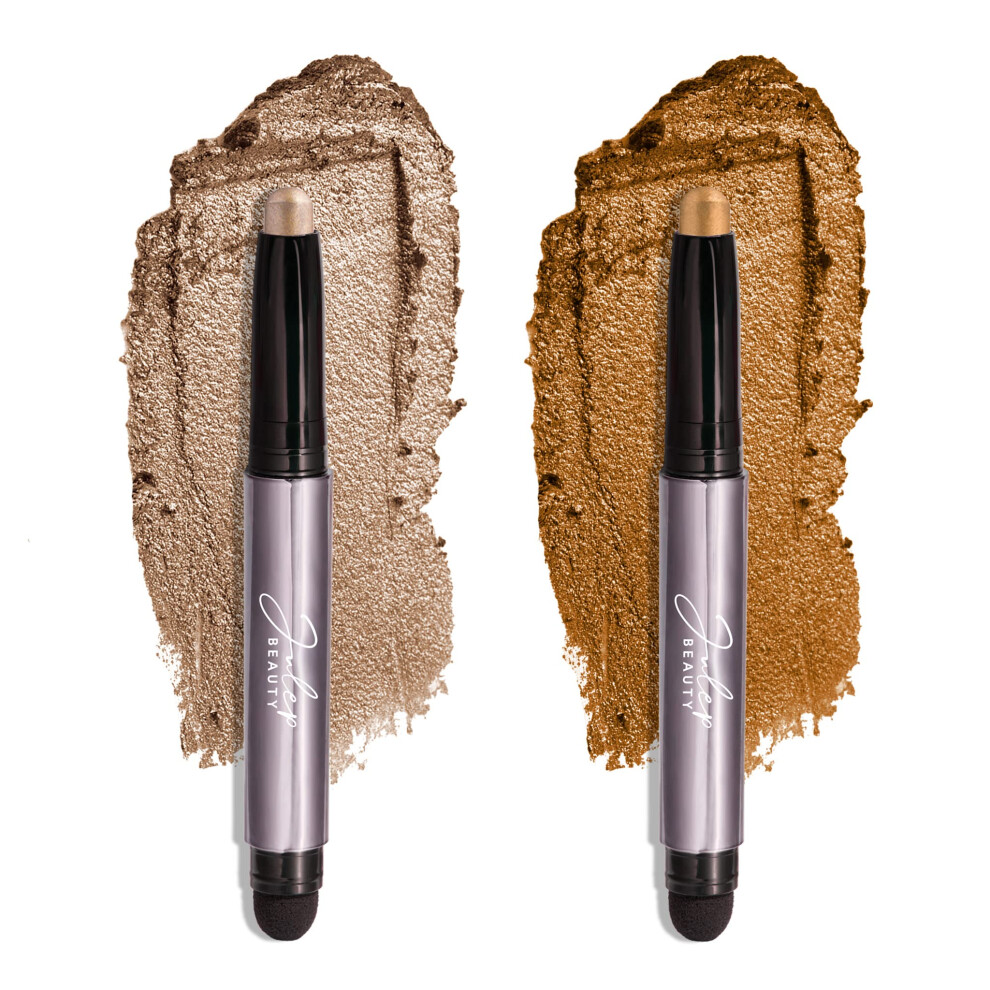 Giulebbe Silver,Gold Julep Eyeshadow 101 Crme To Powder Waterproof Eyeshadow Stick Duo Silver Moonlight Shimmer & Honey Gold Shimmer