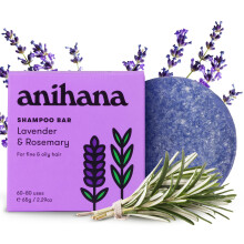 Anihana schampo bar fr fina & oljiga hryper paraben gratis grymhet gratis uppfriskande lavendel och rosmarin doft 2,29 oz
