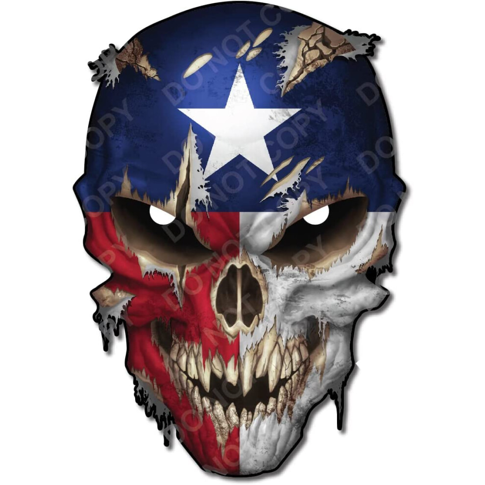 Decals By Haley Texas State Flag Star Skull Decal With Reflective Eyes- Premium Skull Stickers For Trucks And Cars - Peel And Stick Safe For Vehicle 735358463794