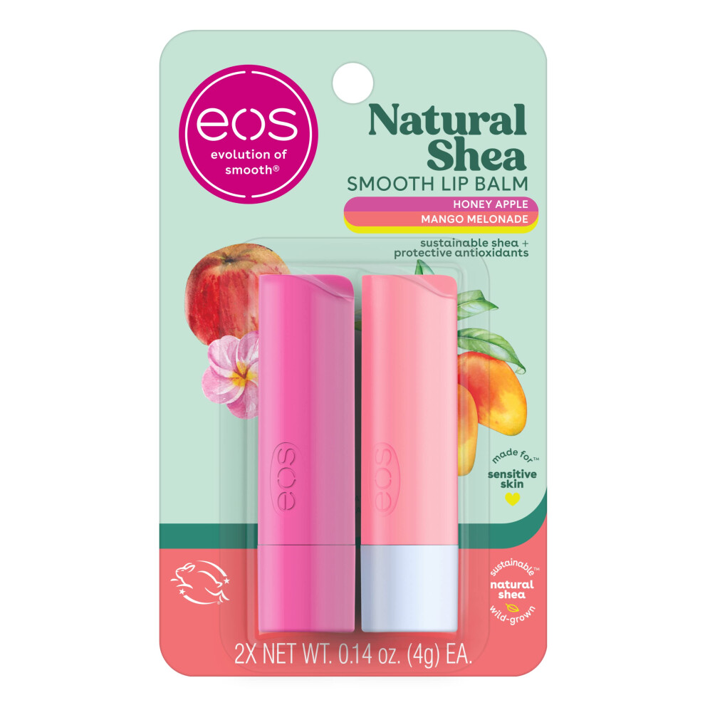 Eoe Eos Natural Shea Lip Balm Honey Apple Mango Melonade Allday Moisture Lip Care Products 014 Oz 2Pack