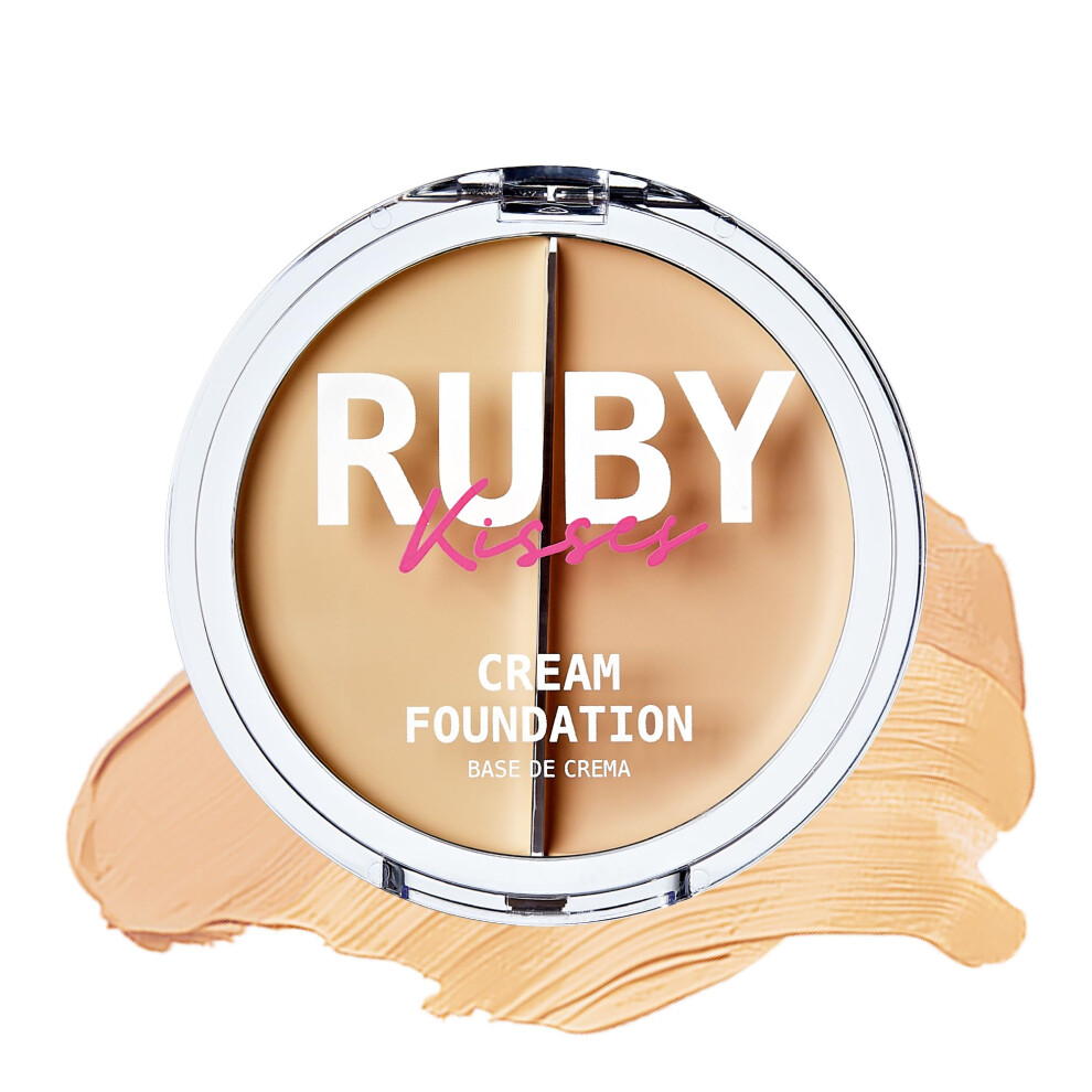 Rubino Ruby Kisses Cream Foundation 3D Face Creator 2-Color Foundation And Concealer 12 Hour Wear Long Lasting Medium To Full Coverage (Level 1)