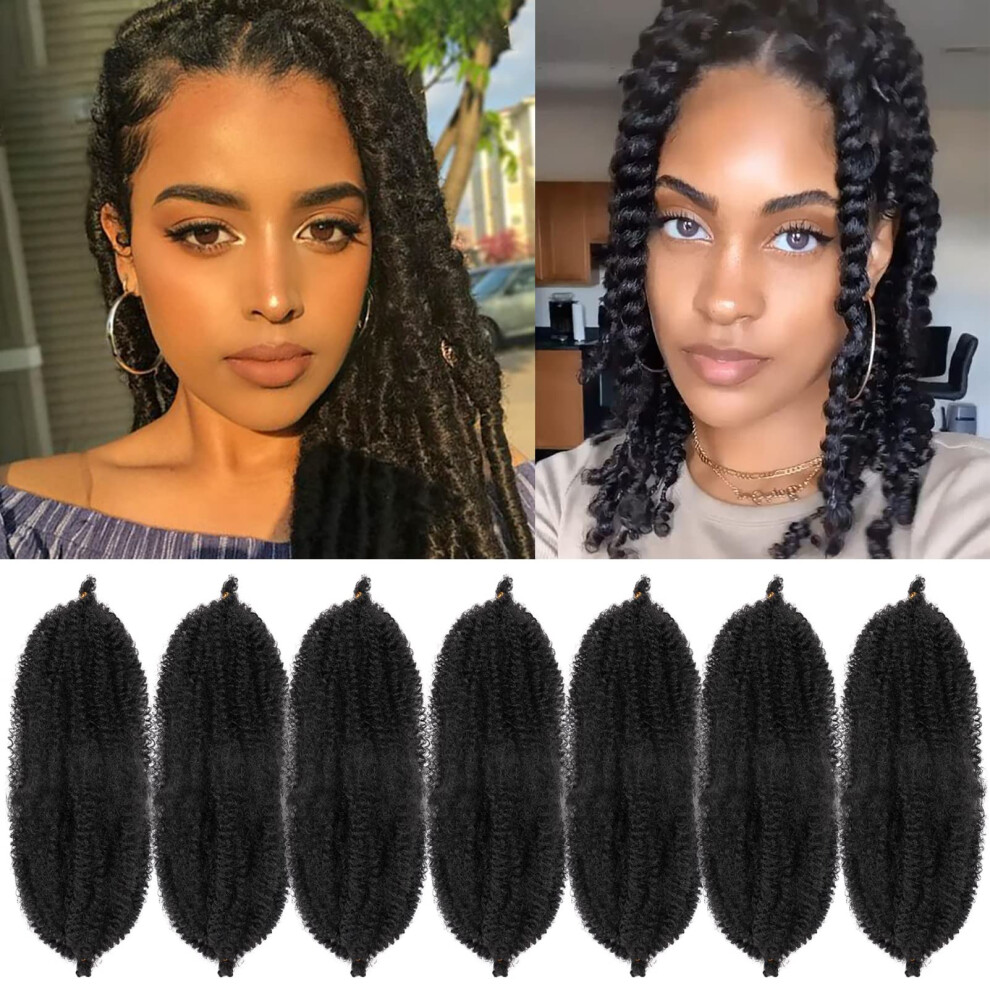 Govito Unisex 7 Packs Marley Hair 14 Inch Marley Twist Braiding Hair Pre Separated Springy Afro Twist Hair Pre Fluffed Kinky Twist Hair For Br