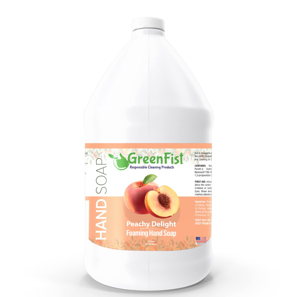 Greenfist Foaming Hand Soap Refills Peach Scent Jug Foam Refill Made In Usa, 128 Ounce (1 Gallon)