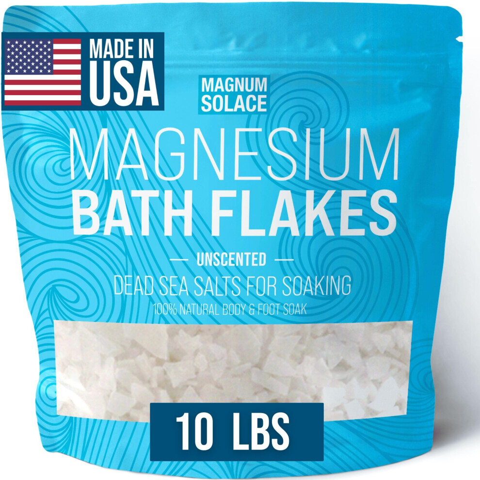 Magnum Solace Magnesium Flakes For Bath - Magnesium Chloride Flakes - Dead Sea Salts For Soaking 10 Lbs