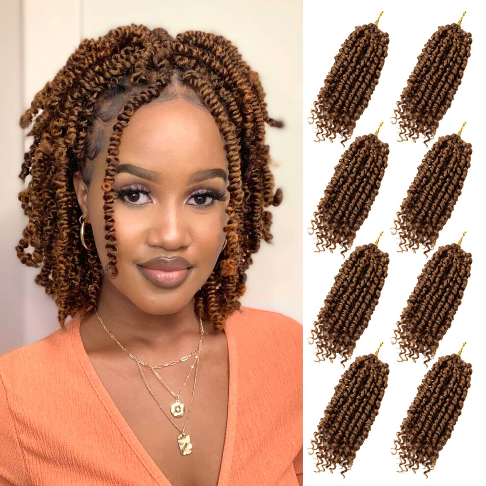 Bifoglia Bileaf 8 Packs Passion Twist Crochet Hair Pre Looped Passion Twist Hair 8 Inch Pre-Twisted Crochet Passion Twists Bohemian Braiding Twist C