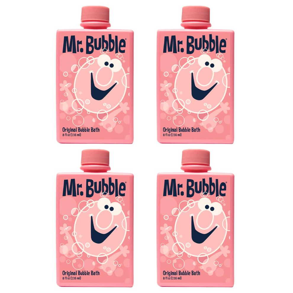Mr. Bubble Original Bubble Bath, Bubblegum Scent, 8 oz Retro Bottle, 4-Pack