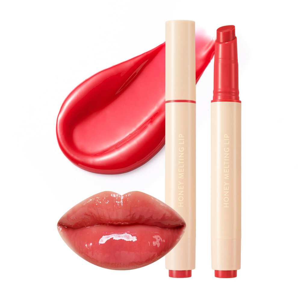 Nature Republic Honey Melting Lip (04 Pomegranate) K-Beauty Lip Plumper Tint Balm Korean Lip Gloss Cute Glow