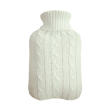 (White) 2000ml Acrylic Fiber Solid Color Hot Water Bottle Warm Pouch Protective Cover