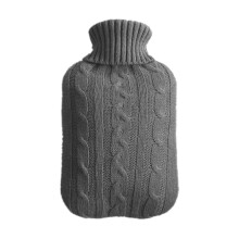 (Dark Gray) 2000ml Acrylic Fiber Solid Color Hot Water Bottle Warm Pouch Protective Cover