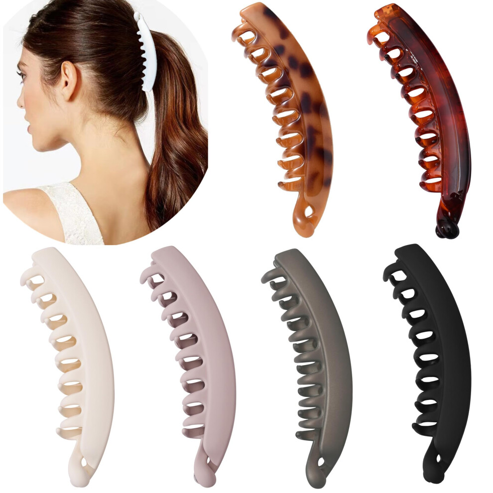Sol 6 Pieces Banana Hair Clips 5 Inch Large Banana Clip For Thin Fine Thick Hair Non Slip Banana Claw Clips For Women