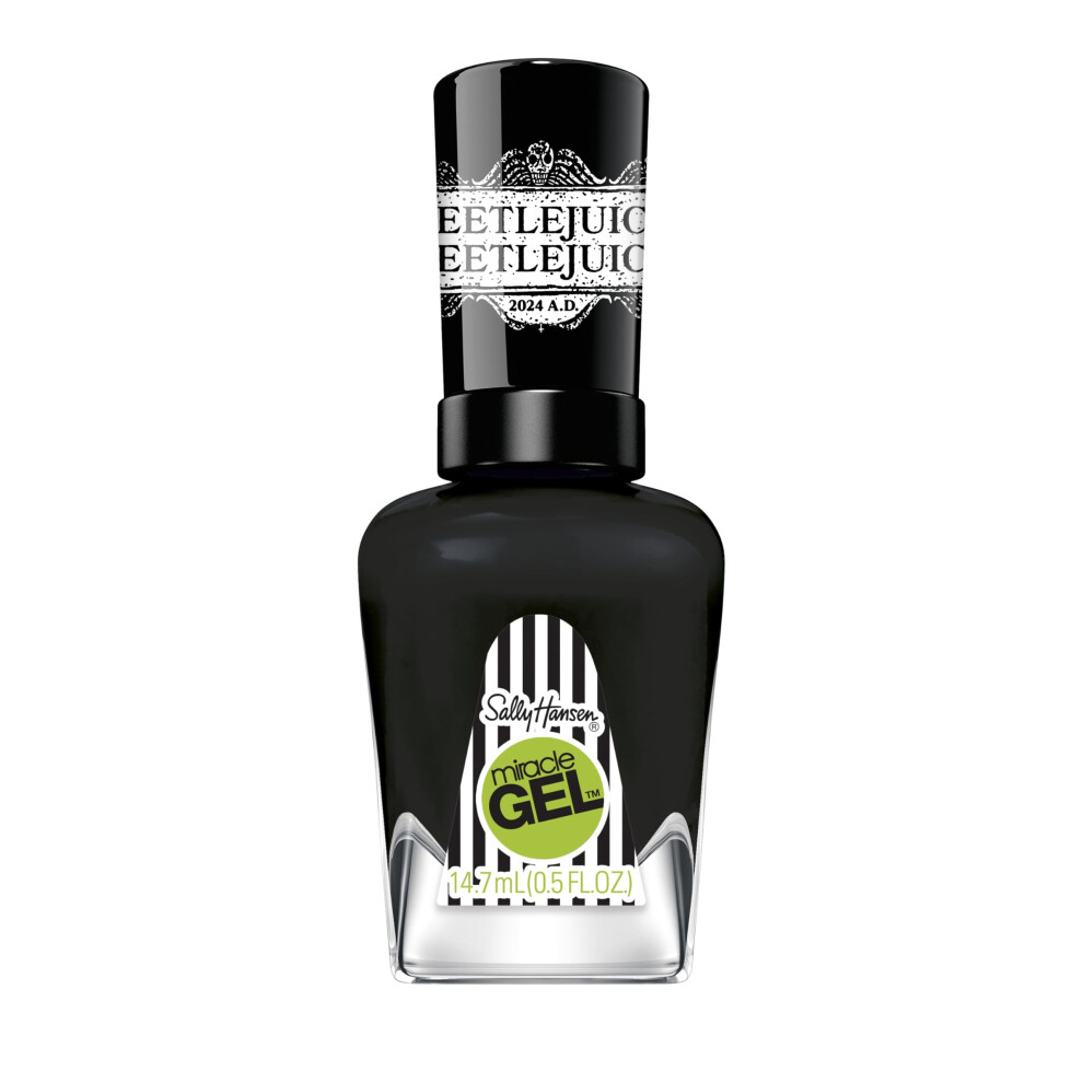 Sally Hansen Miracle Gel, Beetlejuice The Afterlife, Long Lasting, Gel-Like Formula, No UV Lamp Needed, Black Nail Polish