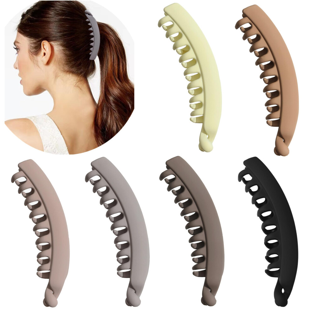 6 Pieces Banana Hair Clips 5 Inch Large Banana Clip for Thin Fine Thick hair Non Slip Banana Claw Clips for Women
