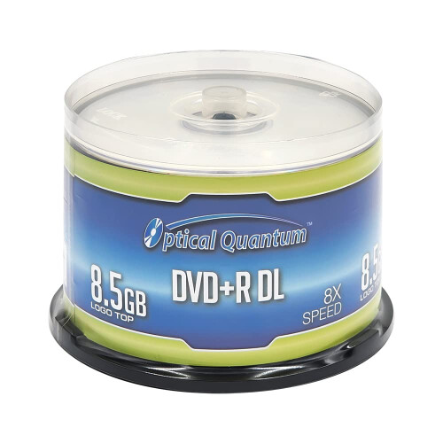 Optical Quantum 8X 8.5GB Διπλής Στρώσης DVD+R DL Άδεια Μέσα, 50 Δίσκοι Cakebox