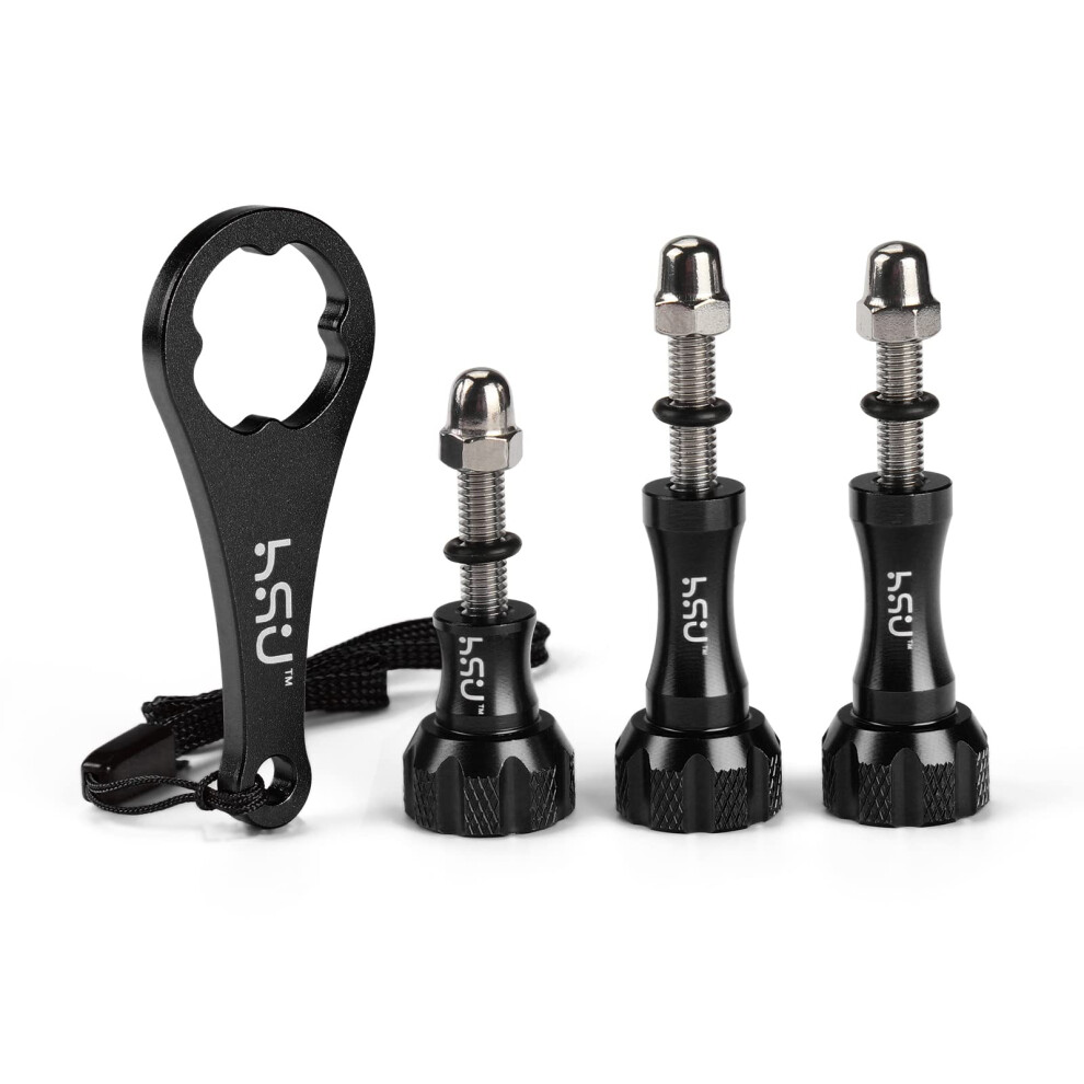 Hsu Aluminum Thumbscrew Set + Wrench For Gopro Hero 13 12 11 10 9 8 7 6 5 4 3 Akaso Campark And Other Action Cameras ( 3Pcs) Black 612953823164