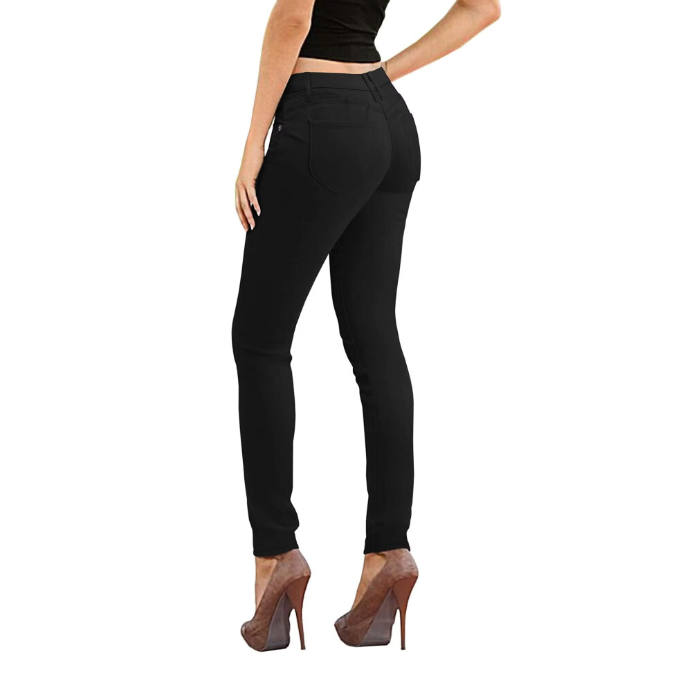 Jean en denim extensible pour femme avec effet liftant les fesses P37353SK Noir 11