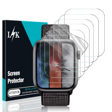 LK 6-pak ochraniacz ekranu kompatybilny z Apple Watch Series 6 5 4 SE 44mm Series 7 45 mm Elastyczna przezroczysta folia TPU HD bez pecherzykσw (UF-0