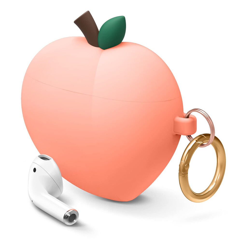 Elago Cover Compatible With Apple Airpods Case 3D Cute Design Case Cover With Keychain (Peach) [Us Patent Registered] Peach 8809667657044