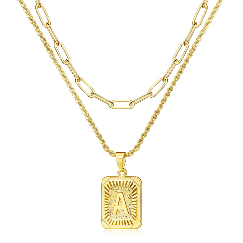 Colliers initiaux en or JSJOY pour femmes Collier lettre en or superposé Ne
