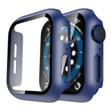 TAURI 2er-Pack Hartschale kompatibel mit Apple Watch SE Serie 6, 5, 4, 44 mm, integrierter 9H-Displayschutz aus gehrtetem Glas, schlanker Bumper, be