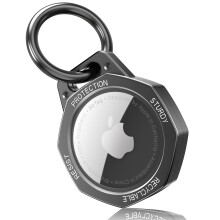 Tieuwant AirTag-Halter, Schlüsselanhänger aus Aluminiumlegierung für Apple AirTag Tracker, Gunmetal Grey