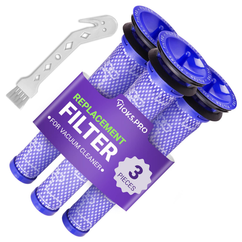 Vioks.Pro Set 3X Filtri Di Ricambio Per Dyson DC58 DC59 V6 V7 V8 / Filtro Di Ricambio Dyson Compatibile Con 965661-01 - Aspirapolvere Dyson