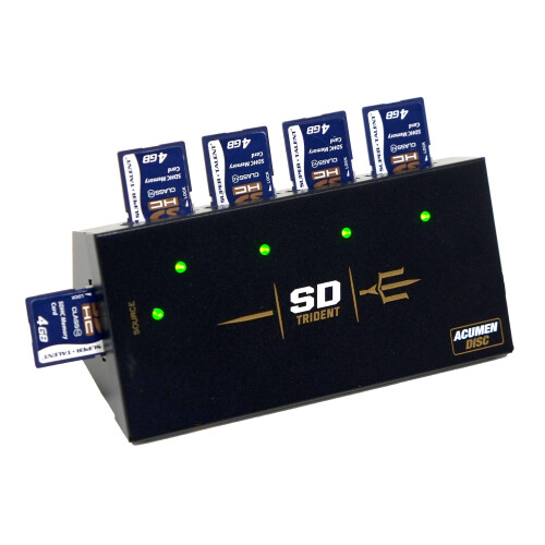 Acumen Disc SD Trident - Duplicatore compatto Secure Digital/TF/MicroSD da 1 a 4 con avvio automatico e clonatore (35 MB al secondo)