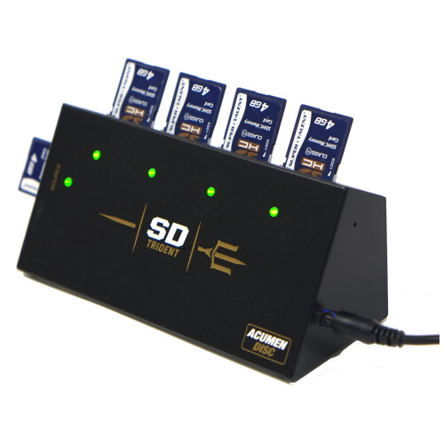 Acumen Disc SD Trident - Duplicatore compatto Secure Digital/TF/MicroSD da 1 a 4 con avvio automatico e clonatore (35 MB al secondo) 2