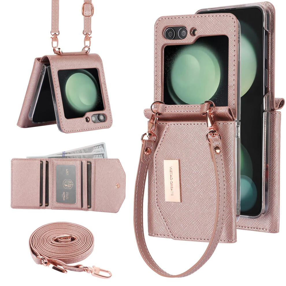 Ximand For Samsung Galaxy Z Flip 5 Wallet Case With Built-In Leather C 720707303203