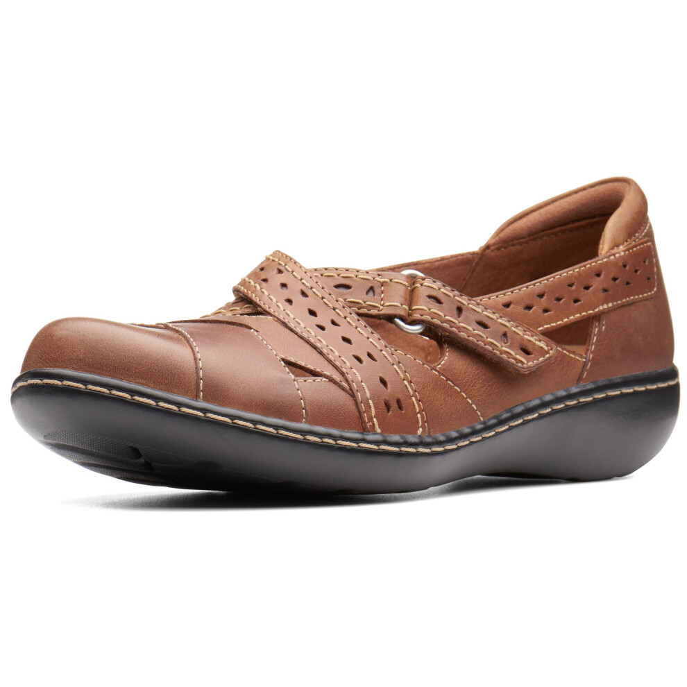 Clarks womens Ashland Spin Q Mary Jane Flat  Dark Tan Leather  7.5 US